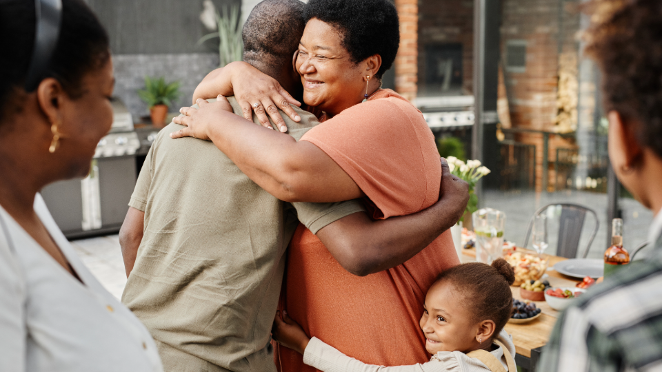 Family embracing